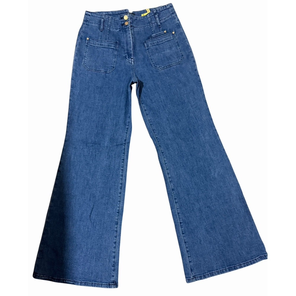 Maeve Anthropologie Junie Wide Leg High Rise Sailor Utility Trouser Jean Size 30 - Picture 5 of 15